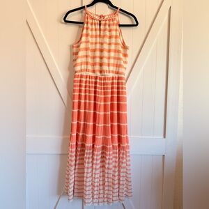 Maison Jules Coral and White Striped Sleeveless Maxi